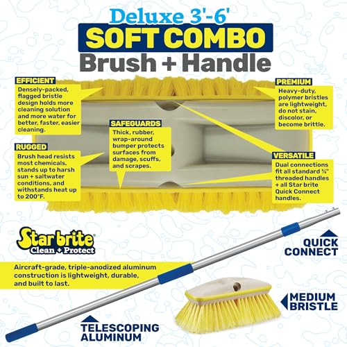 Soft Yellow Telescoping Deck Brush Kit - Marine & Outdoor Cleaning Tool