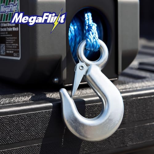 Megaflint 3500 lbs Electric Boat Trailer Winch 12V Waterproof Remote & Hand Crank