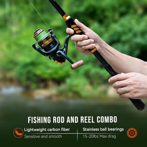 THKFISH 1.8M Telescopic Fishing Rod & Reel Combo with Backpack & Tools Set