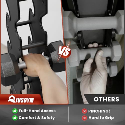 Jusgym Black 7-Tier Dumbbell Rack Stand - Heavy-Duty Weight Storage Organizer