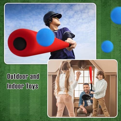 Foam Baseball Bat Set - 4 Pieces 24 Inch Soft Bat with Safe Balls for Kids & Beginners