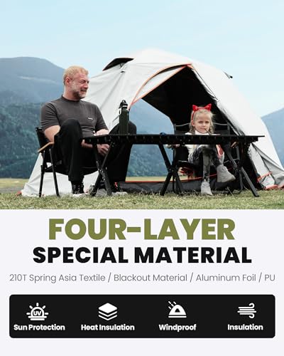OutdoorMaster 2 Person Pop Up Camping Tent - White, 3-Season Waterproof Shelter