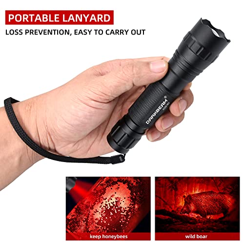 Darkbeam Red Light Flashlight Kit with Zoom Focus - 150m Visibility - Variation: Red Lens Clip