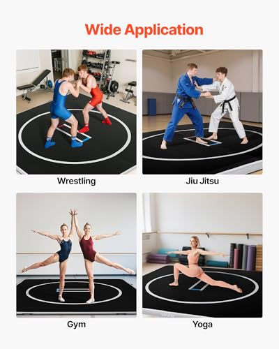 Inflatable 10x10ft Martial Arts Wrestling Mat for Home Gym Training, PVC, Black