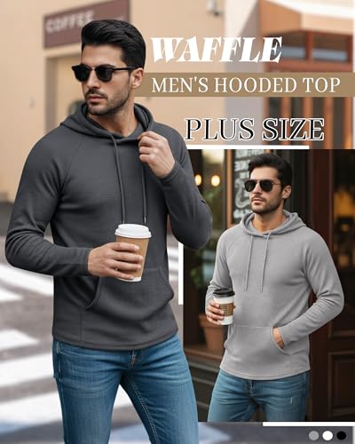 Men's Big and Tall Hoodies Pack Waffle Sweatshirts Casual Warm Pullover