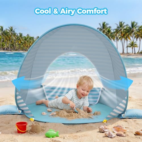 Gorich Light Blue Baby Beach Tent with UPF50+ UV Protection Portable Sun Shelter