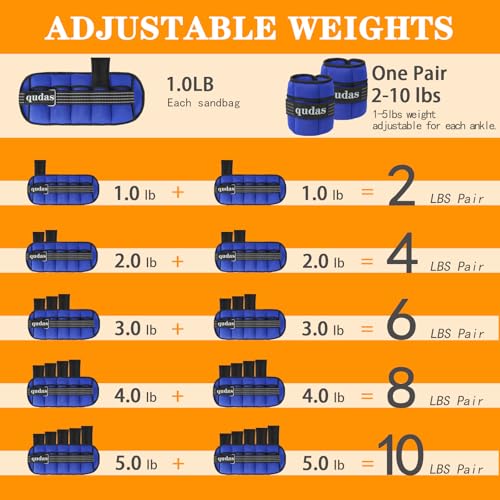 Blue Adjustable Ankle Weights Set - Removable Sandbags for Fitness & Walking