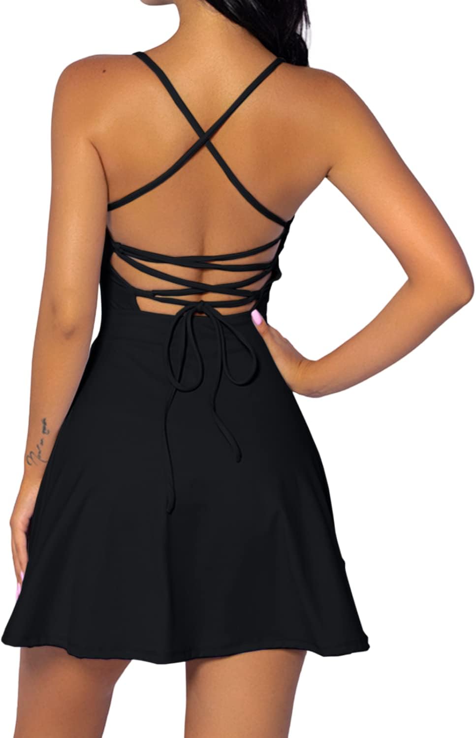 QINSEN Women's Tennis Dress - Two-Piece Activewear with Shorts & Open Back Design | Perfect for Golf & Workouts