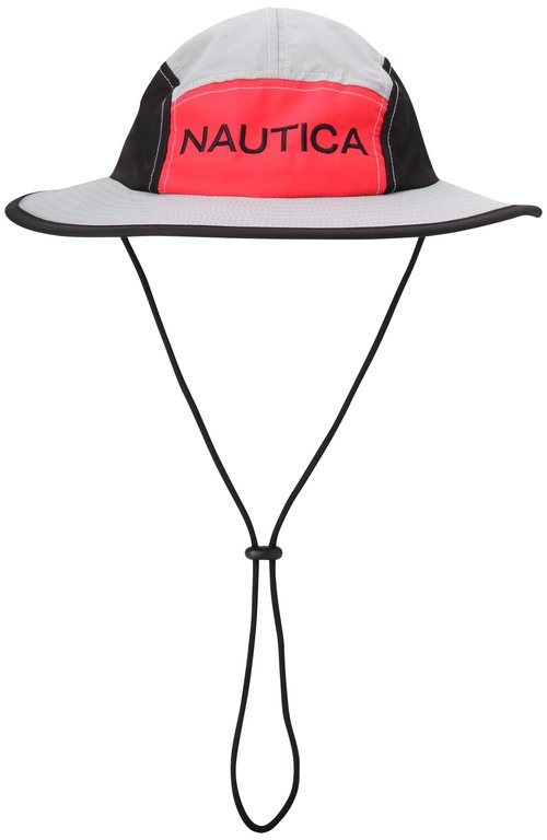 Nautica Mens Boonie Hat - Lightweight UV Protection Wide Brim Mainsail Safari Fishing Hat for Men with Adjustable Strap, Size S-M, Grey