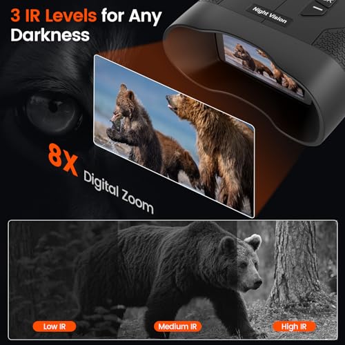 4K Night Vision Goggles for Adults with AI Color Boost, 8X Digital Zoom