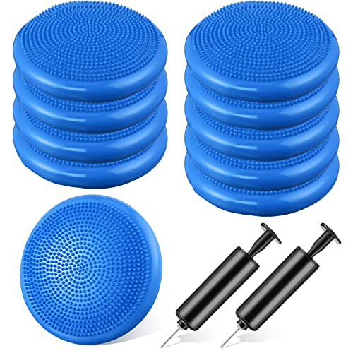 Leitee Blue Wobble Cushion Set 10 Pack Inflatable Balance Discs for Posture & Stability