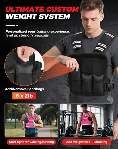 Pink Weighted Vest for Women 20-32 Lb Removable Weights Adjustable Fitness Rucking
