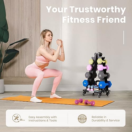 LIONSCOOL Small 200LBS Dumbbell Rack Stand with Wheels & Tray - Home Gym