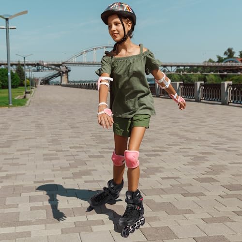 Kids & Adult Adjustable Inline Skates with Light-Up Wheels - XL Youth & Adult (8-11 US) Red JC Jorden