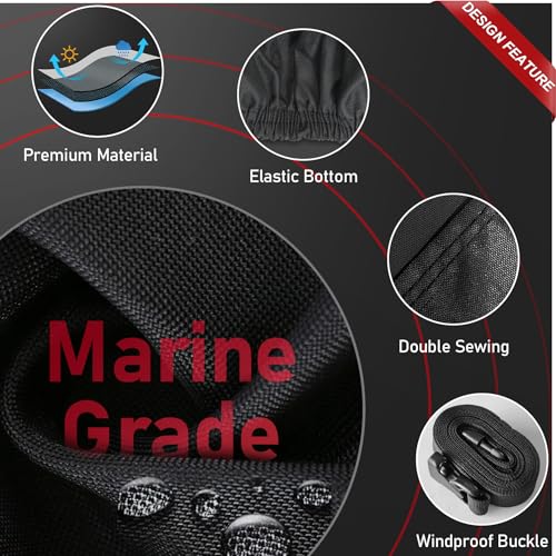 20-22 ft Marine-Grade Trailerable Boat Cover with Adjustable Fit for V-Hull, Tri-Hull, Fish & Ski Boats - Up to 102" Beam