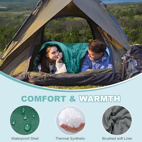 AGEMORE Lakes Double Sleeping Bag for Adults Queen Size 2 Person, 3-4 Season Camping