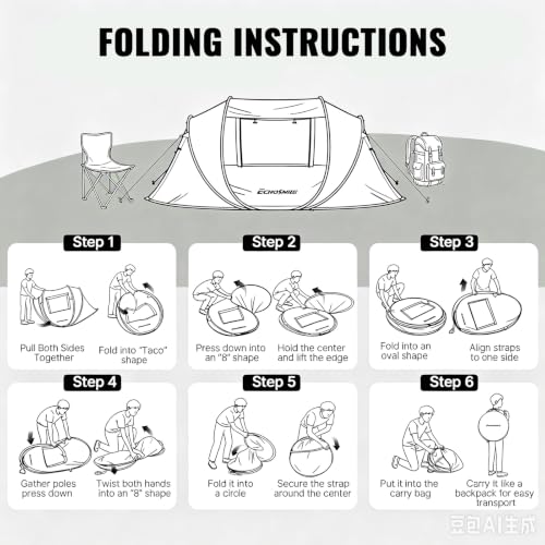 Treefox Waterproof Pop Up Camping Tent for 4 People | Instant Setup, Lightweight & Spacious