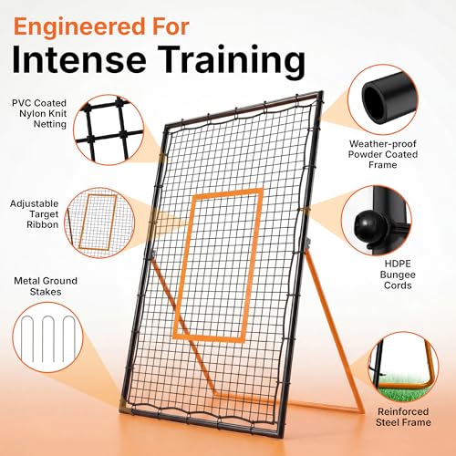 HiTekk 7x4 ft Sports Rebounder Net | Practice Solo Multi-Sport Training