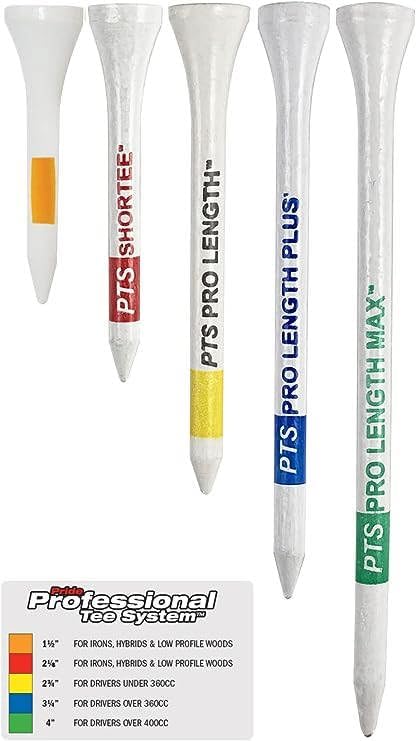 PTS Wooden Golf Tees - Durable 4-Inch Tees for Enhanced Performance | Pack of 50