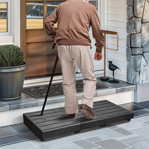 Koretech Black Wooden Outdoor Step Stool - 3.5-inch Height, 35-inch Platform
