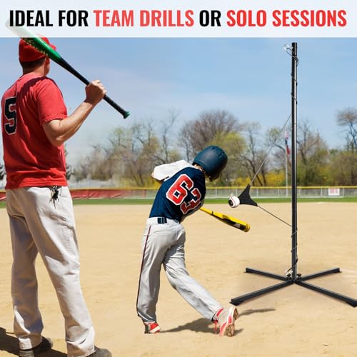 Portable Baseball & Softball Swing Trainer with Auto-Reset & Adjustable Ball Height