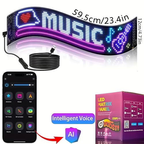 AI Voice Controlled LED Light Panel for Golf Carts 23x5 Inch Devil Eyes Effect