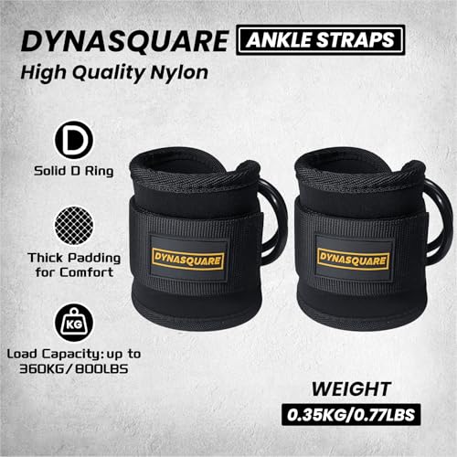 DYNASQUARE Black Heavy Duty Steel Cable Machine Attachments Set for Home Gym