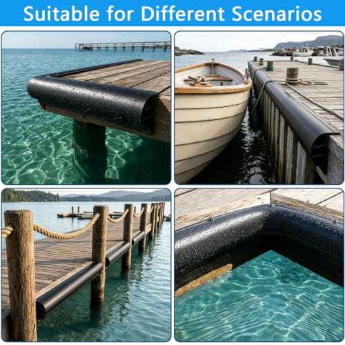 SHENGHUOH Black 12FT P-Profile Boat Dock Bumpers with Stainless Steel Screws & Washers