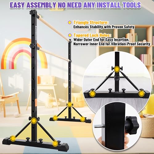 FC FUNCHEER 4FT Adjustable Wooden Ballet Barre - Portable Dance & Fitness Equipment