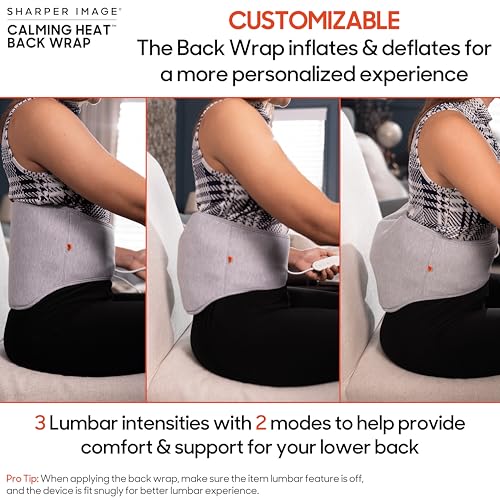 Calming Heat Back Wrap Without Power Pack - Cordless Heating Pad with 3 Heat & Vibration Modes - Adjustable Fit, Portable