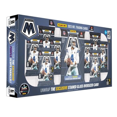 2025 Panini Mosaic Football Trading Card Box with Stained Glass Oversized Card