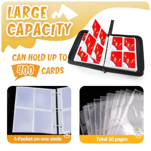 Large Dark Red Card Binder 400 Pockets with Removable Sleeves - Collectible Trading Card Organizer