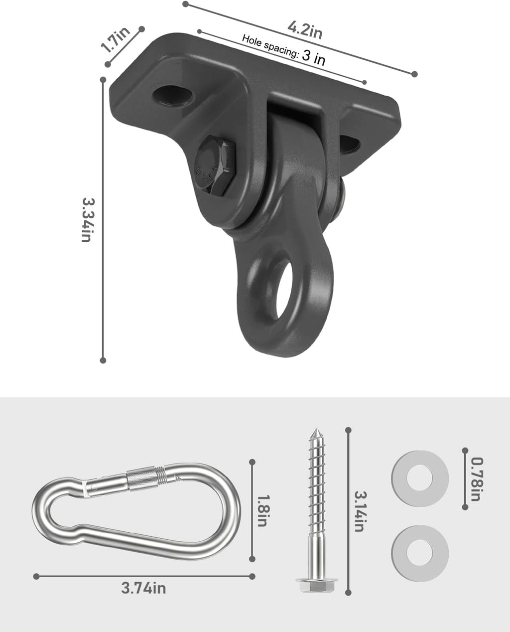 Skiennix Heavy Duty Porch Swing Hangers Kit - Includes Screws & Bolts for Indoor/Outdoor Use | 2 Pack Black
