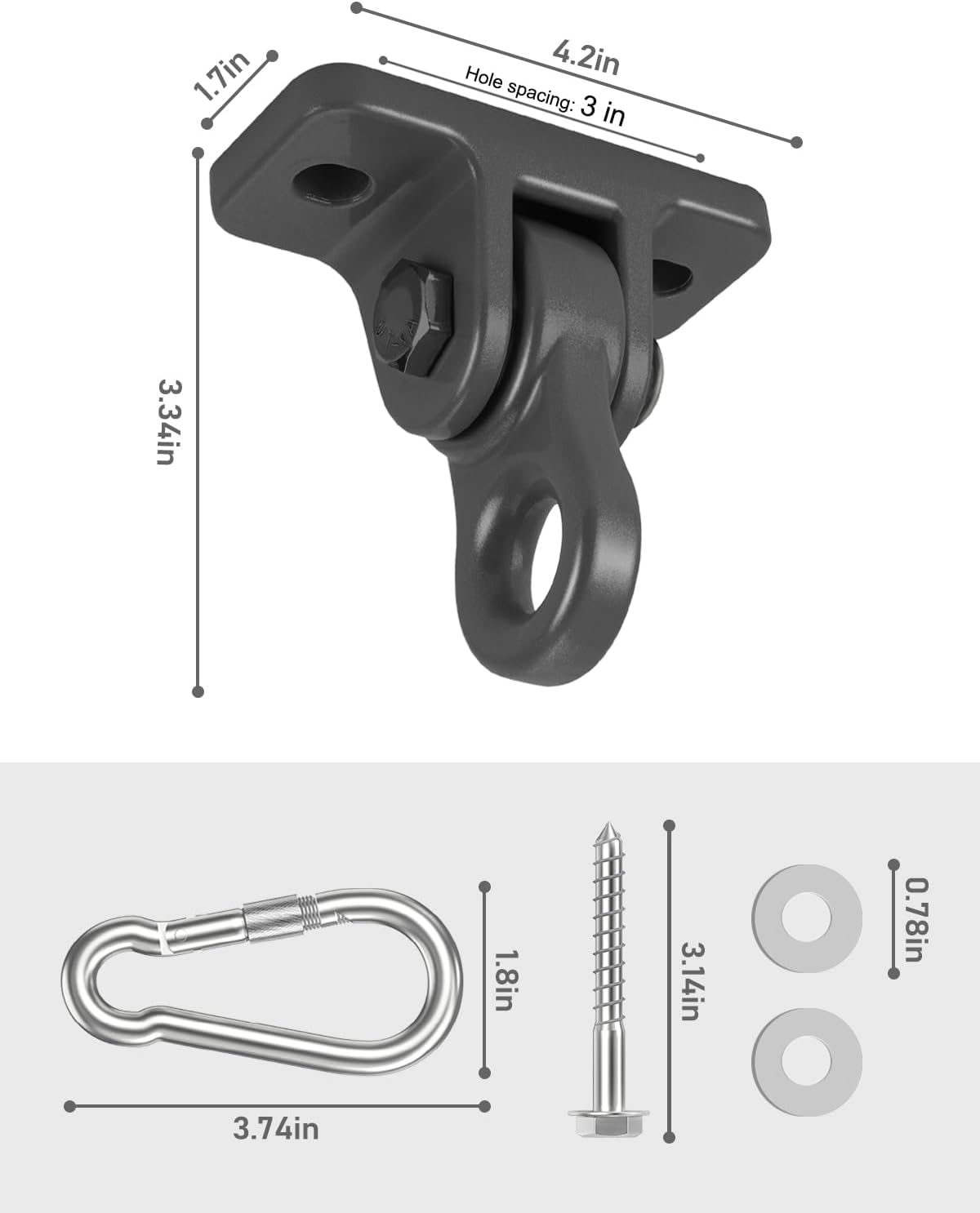 Skiennix Heavy Duty Porch Swing Hangers Kit - Includes Screws & Bolts for Indoor/Outdoor Use | 2 Pack Black