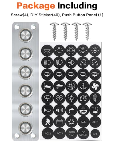 Marine Rocker Switch Panel 6 Gang Aluminum with White LED Indicator - 12-24V, Waterproof