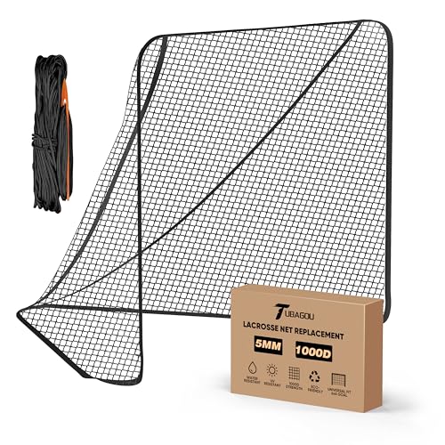Black 5mm Lacrosse Goal Net Replacement 6'x6'x7' for Heavy-Duty Practice