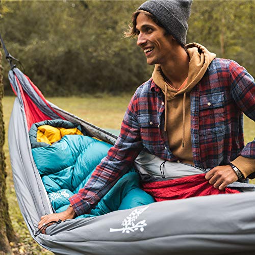 Grey Insulated Hammock Underquilt for Camping - Ultralight Water-Resistant
