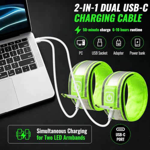 Rechargeable LED Armband 2-Pack for Running & Cycling Safety