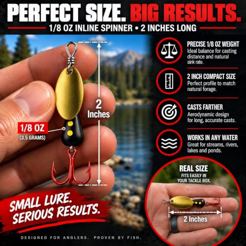 3-Pack Inline Fishing Spinners for Freshwater Trout, Salmon, Bass & More