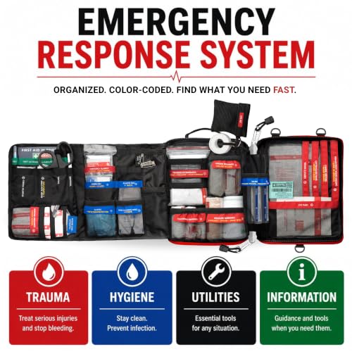Large 142-Piece First Aid Kit Emergency Response System for Home and Outdoors