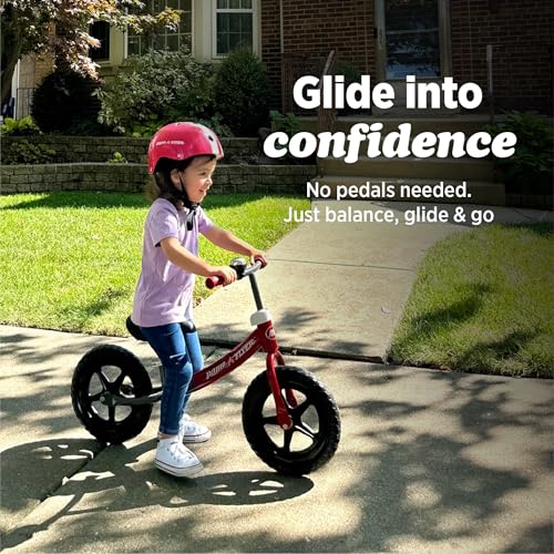 Kids Balance Bike with Air Tires - Red, Adjustable for Ages 1.5-5