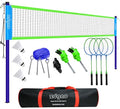 Zdgao Outdoor Badminton Set with 20FT Net and 4 Rackets - Blue & Green