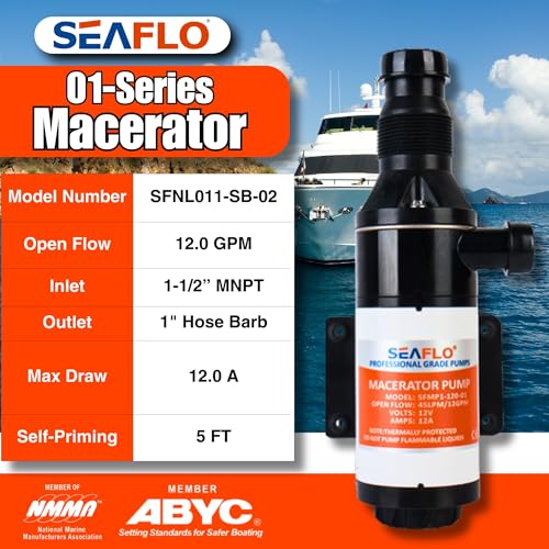 12V Marine Macerator Pump - Self-Priming, Anti-Clog, Heavy-Duty RV & Boat Waste Pump