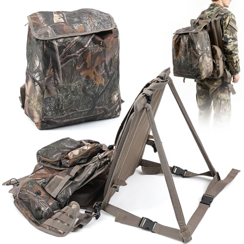 Remagr Turkey Hunting Chair with Camo Backpack & Heated Seat - Ground Ground Seat Cushion Set for Men