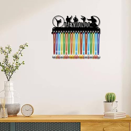 Taekwondo Medal Display Hanger Rack with 20 Hooks - Black, Variation Taekwondo-083