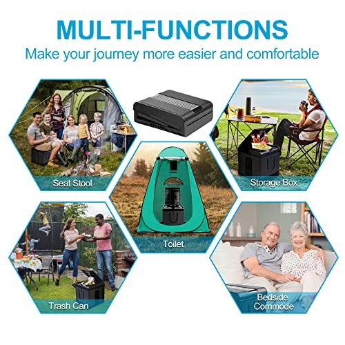 XX-Large Black Portable Camping Toilet Foldable Travel Potty for Car, Home & Outdoor Use