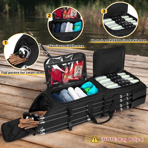Fishing Tackle Backpack Holds 8 Rods & Reels with Multiple Storage Compartments