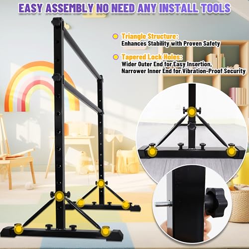 4FT Steel Cross Ballet Barre Portable Dance & Fitness Equipment - Black