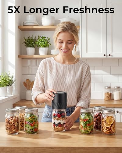 Cordless Electric Mason Jar Vacuum Sealer Kit with Auto-Stop - Portable Food Storage