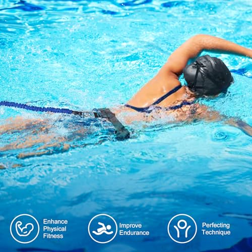 Blue Adjustable Swimming Resistance Belt 8-25FT for Pool Training